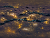 Landmass suspended by chains above an ocean of stars.png