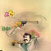 Drawing of a man with a mustache shooting a gun made of flowers.jpg